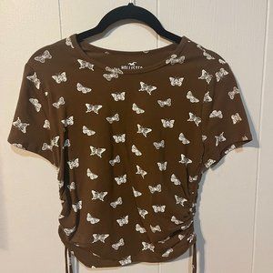Medium Hollister Brown Side Cinch Butterfly Top